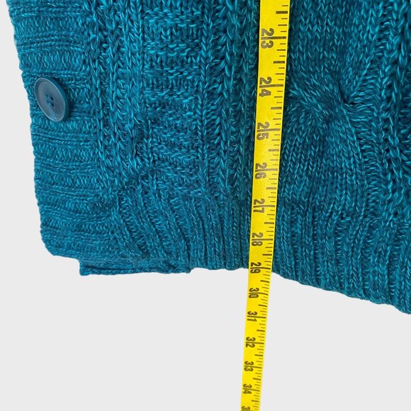 Debbie Morgan Sweater Poncho Blue Women's Medium Knit Scoop-Neck Pullover New - Picture 13 of 13